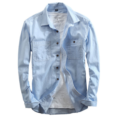 Camisa Denim Casual Holgada para Hombre con Cuello Solapa - Image 11
