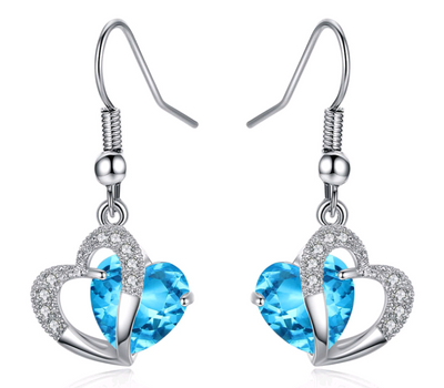 Conjunto de Collar y Aretes de Corazón con Amatista y Circón - Regalo Navideño Elegante - Image 3