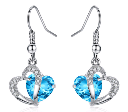 Conjunto de Collar y Aretes de Corazón con Amatista y Circón - Regalo Navideño Elegante - Image 3