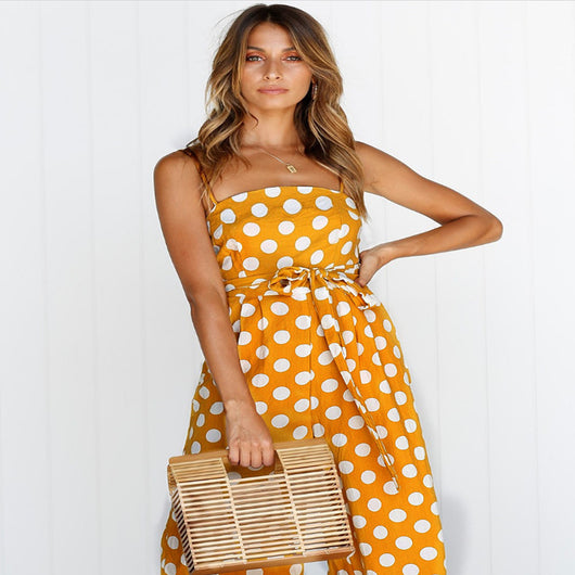 Jumpsuit Largo sin Mangas con Escote Halter y Lunares - Image 2