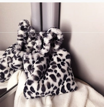 Bolso Messenger Leopardo Peluche con Cadena Ajustable