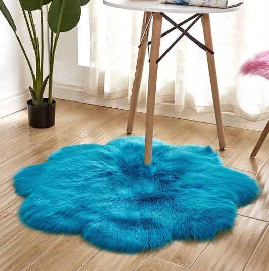 Alfombra de Lana Artificial con Forma Floral – Tapete Suave de Piel Sintética - Image 11
