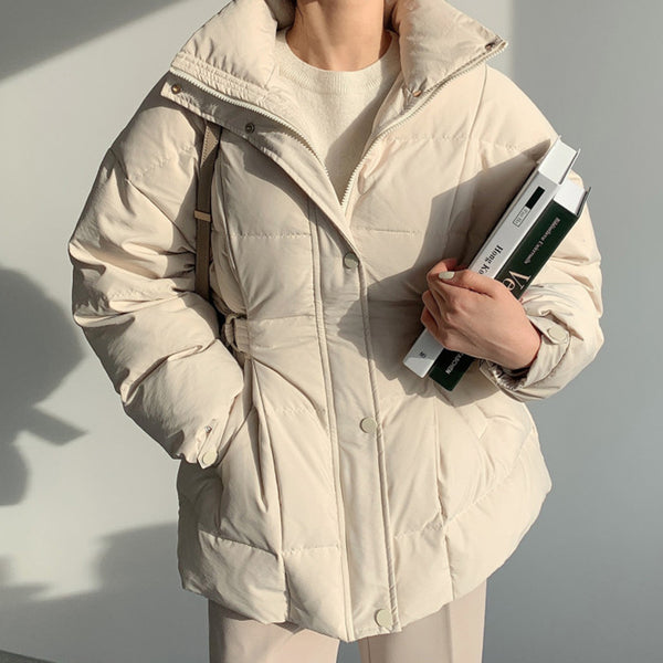 Abrigo Corto de Algodón Cálido con Textura Gruesa