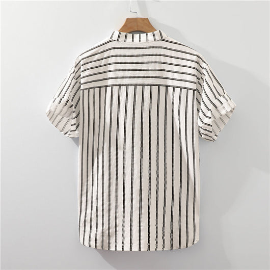 Camisa Rayada Estilo Japonés para Hombre - Image 10