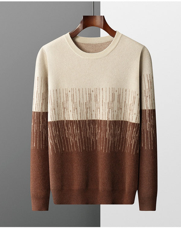 Suéter Casual Hombre Cuello Redondo Degradado Jacquard