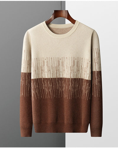 Suéter Casual Hombre Cuello Redondo Degradado Jacquard