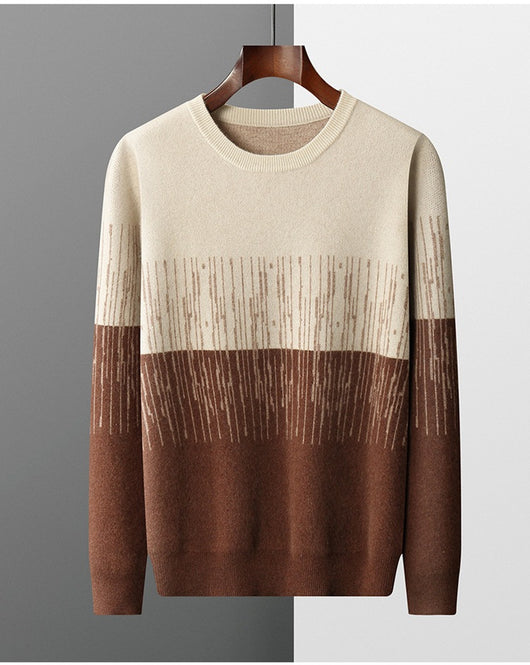 Suéter Casual Hombre Cuello Redondo Degradado Jacquard