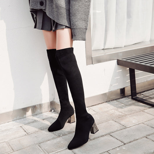 Botas de Tacón Alto Grueso para Mujer - Estilo Europeo Elegante - Image 7