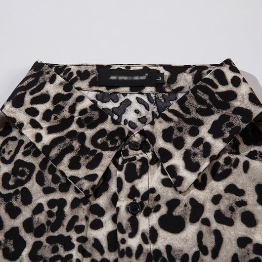 Camisa Vintage Estampado Leopardo Moda Americana para Hombre - Image 6