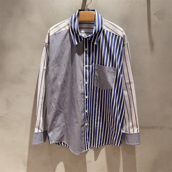 Blusa Suelta de Patchwork para Mujer - Diseño Trendy y Versátil