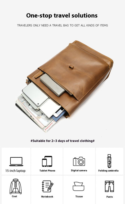 Mochila de Cuero para Viajes de Gran Capacidad con Compartimento Laptop - Image 13