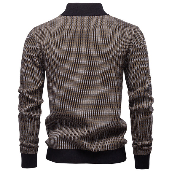 Suéter Casual para Hombre con Cuello Alto y Cierre Medio