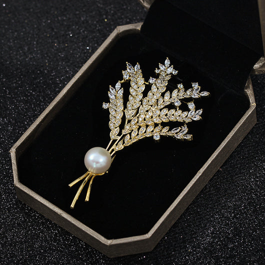 Broche de Diseño Exclusivo con Perla y Circón para Mujer - Image 9