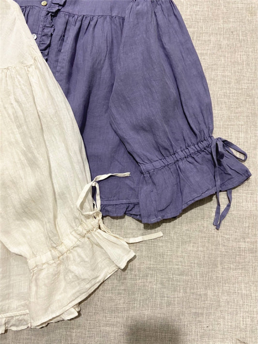 Blusa Lino Artística Estilo Japonés con Mangas Princesa - Image 2