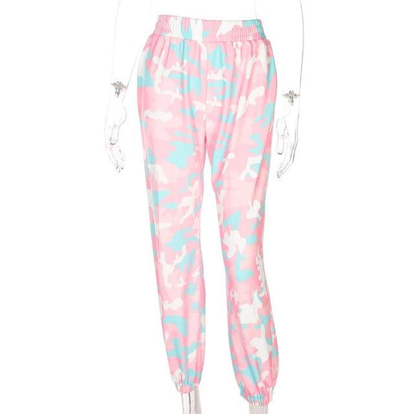 Pantalones Cargo Camuflaje Mujer - Joggers Holgados Cintura Alta Elásticos