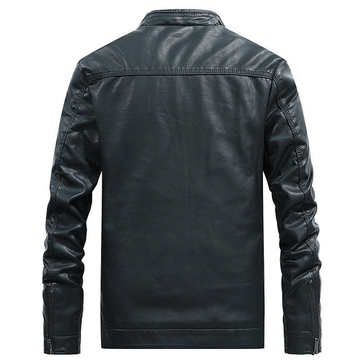 Chaqueta de Cuero para Hombre Talla Grande con Cuello de Pie - Image 2