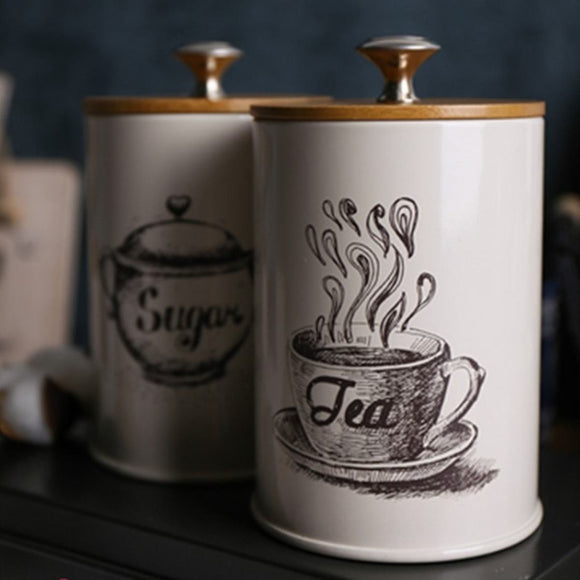 Set de 3 Frascos de Almacenamiento para Té, Café y Azúcar