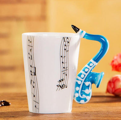 Taza de Cerámica con Asa de Saxofón y Notas Musicales - Image 5