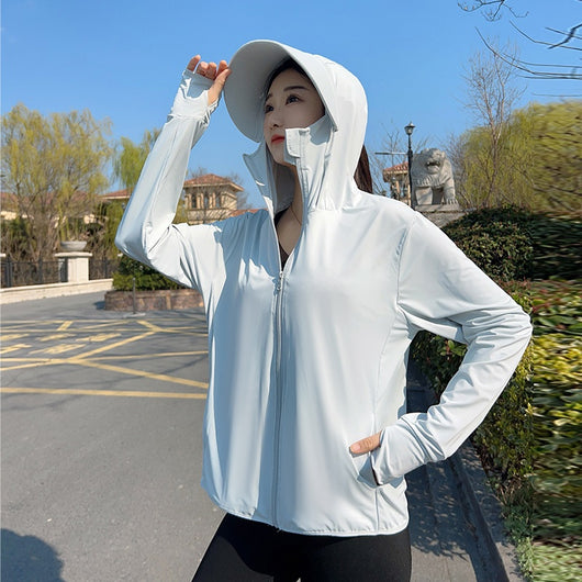 Ropa de Protección Solar Tipo Ice Silk con Ala Ancha para Mujer - Image 15
