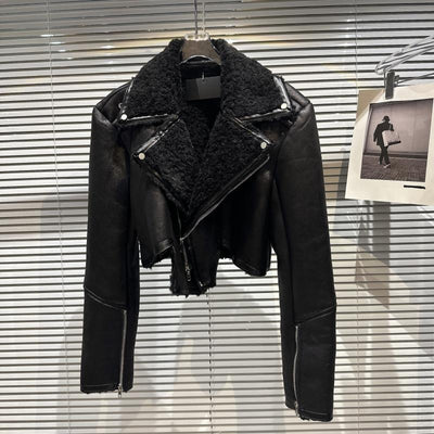 Chaqueta de Cuero con Cuello de Piel para Motociclista - Abrigo de Invierno y Otoño - Image 4