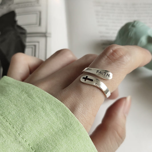 Anillo de Cruz FAITH en Plata de Ley