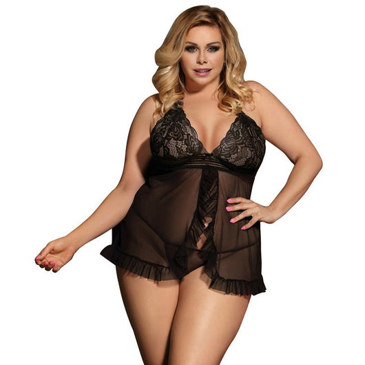 Conjunto de Lencería Sensual con Malla Transparente y Encaje - Image 2