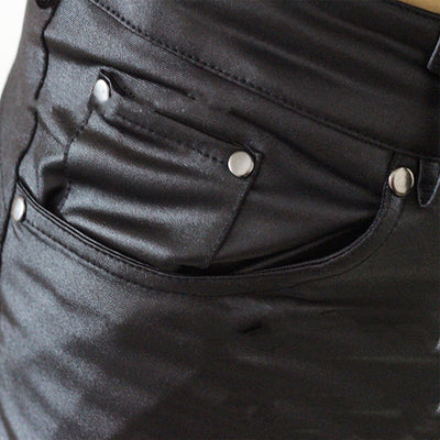Pantalones Casuales de PU Color Puro - Image 5