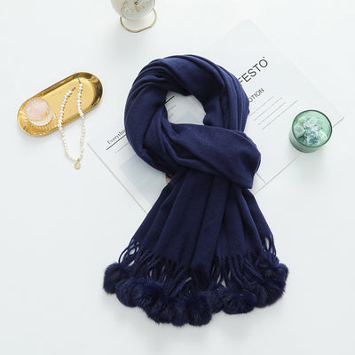 Capa Elegante para Mujer con Pompones - Mezcla de Cachemira y Lana - Image 16
