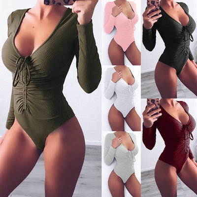 Jumpsuit Ajustado para Mujer con Escote en V y Cordones - Image 13