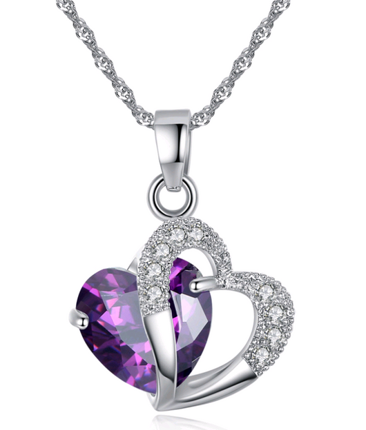 Conjunto de Collar y Aretes de Corazón con Amatista y Circón - Regalo Navideño Elegante - Image 6
