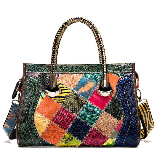 Bolso de Cuero Bicolor con Acabado Charol Premium - Image 7
