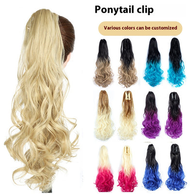Clip Extensión de Cabello Rizado Multicolor con Cola de Caballo