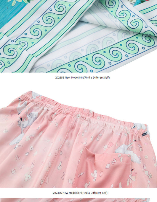 Conjunto de Camisa y Shorts Estampada Cuello Cubano - Lujo Casual de Alta Moda - Image 18