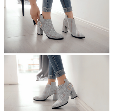 Botas Invierno Mujer Talla Grande - Diseño Escocés con Cierre Lateral - Image 4