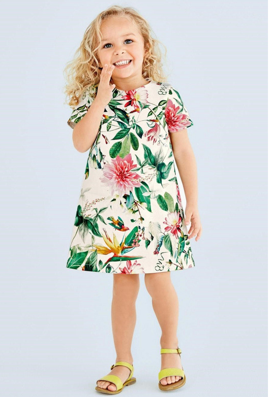 Vestido Infantil de Algodón con Estampado Floral Jacquard - Image 2
