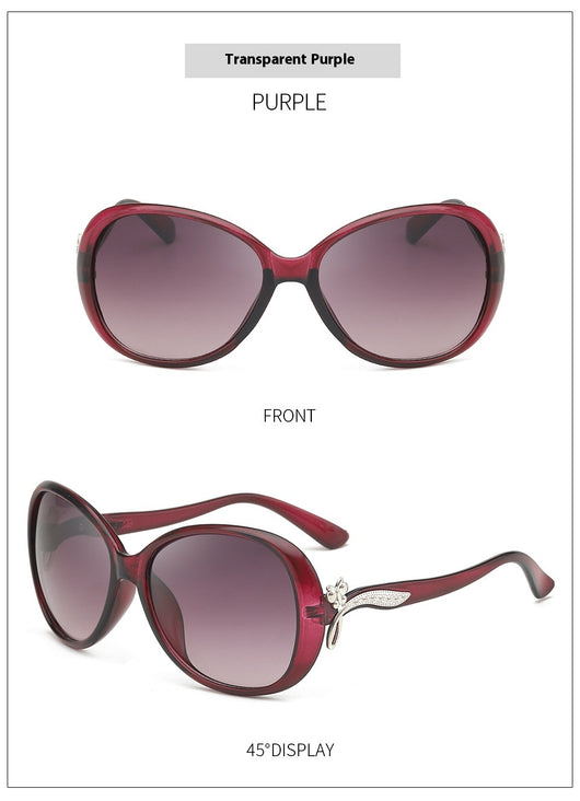Brown oversized butterfly sunglasses with gradient lenses and a silver-tone floral accent on the temple. - Image 21