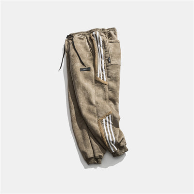 Pantalones Casuales de Gamuza con Forro Térmico y Diseño Retro Japonés - Image 2