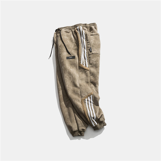 Pantalones Casuales de Gamuza con Forro Térmico y Diseño Retro Japonés - Image 2