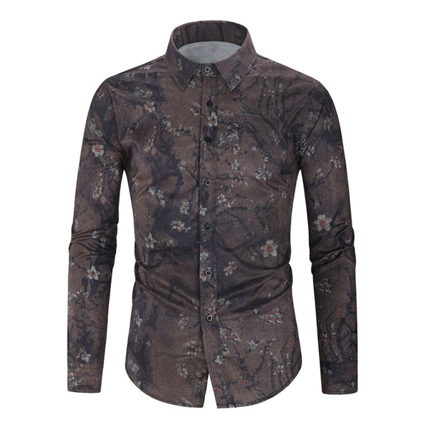 Camisa Estampada Floral Manga Larga