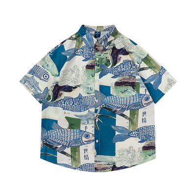 Camisa Manga Corta Estampado Peces para Hombre - Image 10