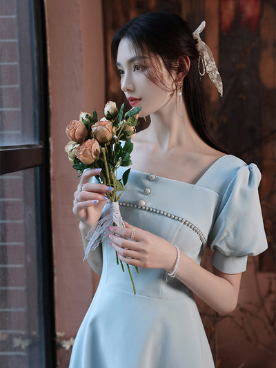 Vestido de Dama de Honor Estilo Francés para Verano - Image 3