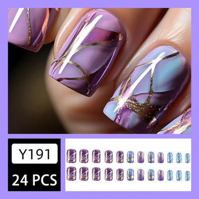 Pegatinas de Uñas Rayas Púrpura Estilo Europeo y Americano - Image 2