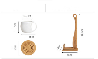 Juego de 6 Tazas de Cerámica 200ml con Soporte de Bambú y Posavasos Antideslizantes - Image 5