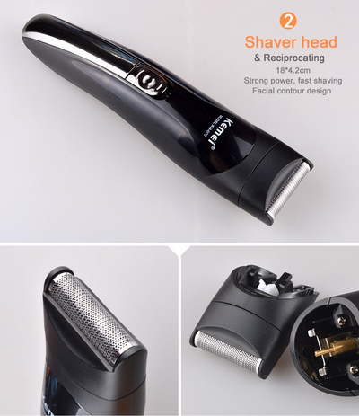 Cortadora de Cabello Kemei 6 en 1 Recargable con Cuchillas de Titanio - Máquina de Afeitar Profesional para Hombres - Image 6