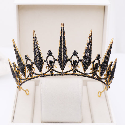 Corona Diadema Nupcial Negra Estilo Barroco - Image 3
