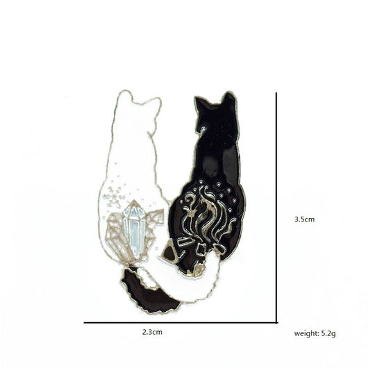 Broche de Gatos Pareja en Blanco y Negro - Image 4
