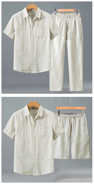 Camisa de Lino Manga Corta para Hombre - Traje Ejecutivo - Image 25