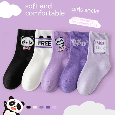 Calcetines Deportivos Infantiles Otoño Invierno - Diseño Panda Púrpura - Image 5