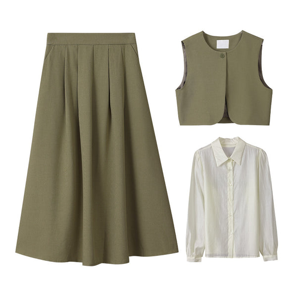 Conjunto de Falda Ejecutiva de Tres Piezas - Estilo Minimalista y Elegante - Image 3