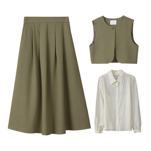 Conjunto de Falda Ejecutiva de Tres Piezas - Estilo Minimalista y Elegante - Image 3